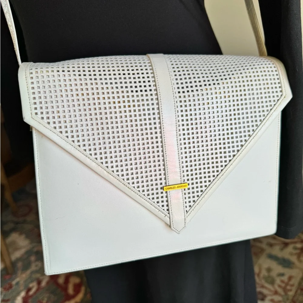 Charles Jourdan Paris Vintage White Leather Bag